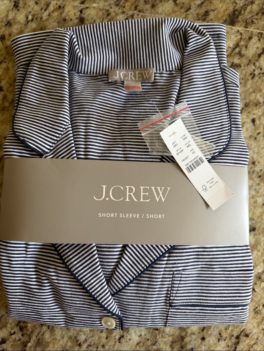 J. Crew Navy & White Striped Shorts and short sleeve pajama set